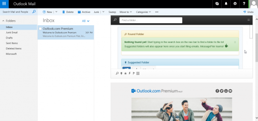 MessageFiler running in Outlook.com